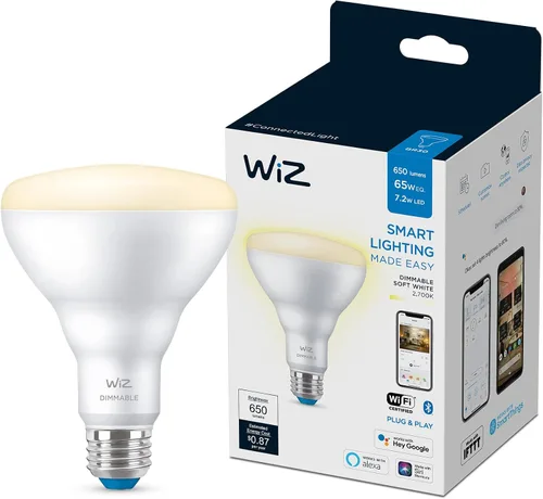 Miniatura 10 de WiZ - Bombilla inteligente LED BR30 de 65 W, color blanco suave, paquete de 6, E26, para interiores, se conecta a tu Wi-Fi existente, controla
