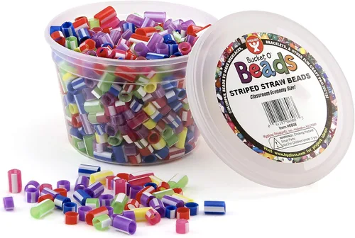 Hygloss Productos 6808 Bucket O'Beads Class Economy 700 - Paja a rayas, multicolor