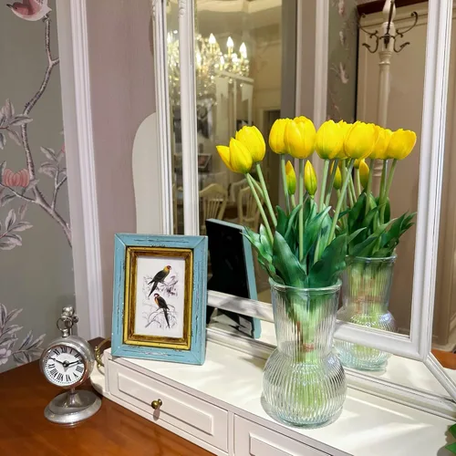Miniatura 4 de Tulipanes falsos de tacto real de 16 pulgadas, flores artificiales con brotes, tallo flexible fácil de moldear, tulipanes sintéticos