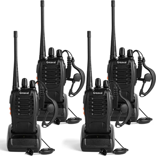 Miniatura 12 de Radio de 2 vías Walkie Talkie de largo alcance con auricular UHF de 16 canales 400-470 MHz (paquete de 2)