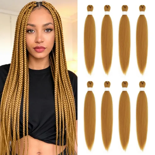 Miniatura 83 de 8 paquetes de extensiones preestiradas - 16 pulgadas de cabello trenzado premium, 55G/paquete, sin picazón, fijación en agua caliente, textura Perm
