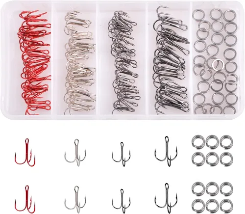 Kit de ganchos agudos de pesca, 160 unids/caja, ganchos agudos afilados redondos curvados de gran brecha de acero de alto carbono para señuelos