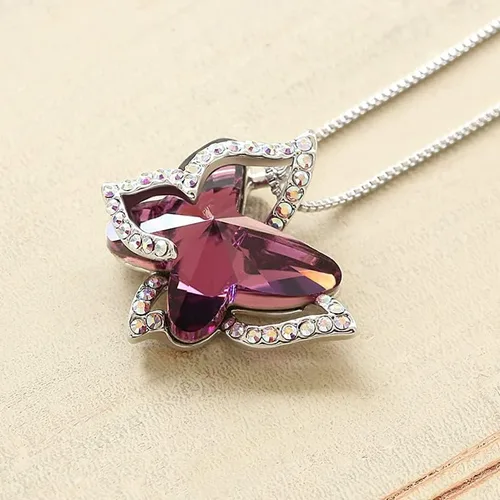 Miniatura 2 de Feeyios Collar con colgante de cristal de mariposa, collares de piedra natal de mariposa, día de la madre, aniversario, cumpleaños para mujeres