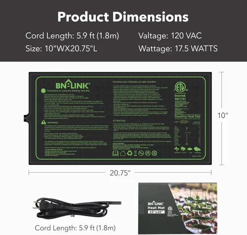 Miniatura 5 de BN-LINK Tapete térmico de semillas para semillas de 10 x 20.75 pulgadas, paquete de 4 unidades de margaritas encadenables, impermeables
