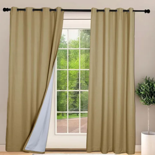 Miniatura 28 de Frelement Cortinas opacas extralargas de 108 pulgadas de largo, para sala de estar, cortinas de lino con bloqueo de luz, cortinas con aislamiento