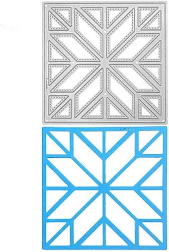 Miniatura 4 de Troqueles de corte geométrico hueco de metal, plantillas cuadradas de troquelado en relieve, molde de plantilla para álbumes de recortes
