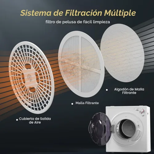 Miniatura 5 de ROVSUN - Secadoras portátiles de 2.6 pies cúbicos para lavandería, secadora de ropa compacta portátil con tambor de acero inoxidable, máquina
