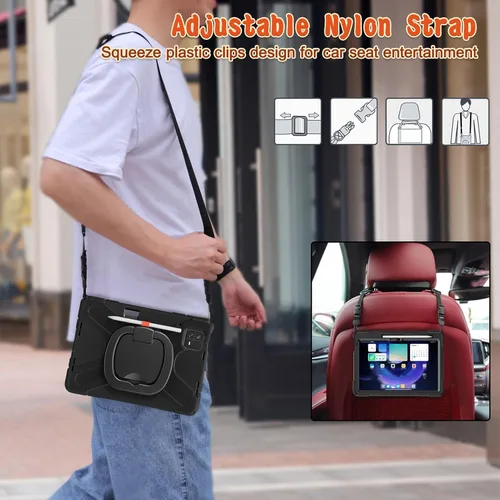 Miniatura 8 de Funda resistente para tablet, funda protectora multifunción con mango giratorio de 360 grados, correa de hombro extraíble para Mi Pad 6 6 Pro