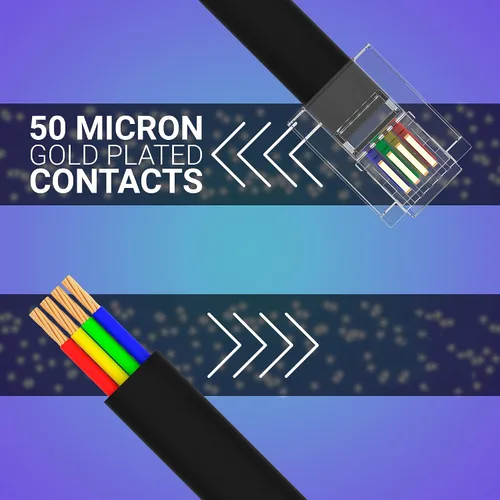 Miniatura 5 de G-PLUG Cable RJ11 de 3 pies para teléfonos fijos, cable de teléfono RJ11 a RJ11 6P4C para módem, fax y línea telefónica, color negro