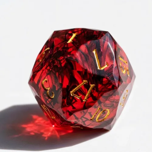 Miniatura 7 de Dados multifacéticos DND D20 individuales de resina con borde afilado de 20 caras D&D, poliédricos hechos a mano de 0.866 in para Calabozos