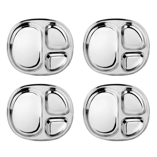 Miniatura 16 de Ahimsa Plato de Acero Inoxidable para Niños, Platos Divididos para Niños Pequeños y Bebés Diseñados por Pediatras, No Tóxico, Irrompible y Apto