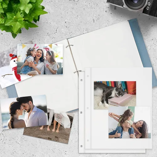 Miniatura 5 de Vienrose Recambio de páginas de álbum de fotos para carpeta de 3 anillas, páginas autoadhesivas para álbum de fotos, páginas de álbumes de fotos que