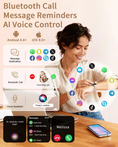 Miniatura 3 de Reloj inteligente para mujer con 4 bandas (Android/iPhone) Reloj inteligente con llamadas Bluetooth de 1.75 pulgadas, rastreadores de actividad HD