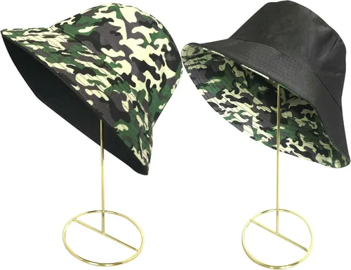 Miniatura 3 de Sombrero de pescador reversible para mujer, diseño de pescador, playa, para el verano, plegable, para el sol 2 piezas leopardo (verde+marrón)