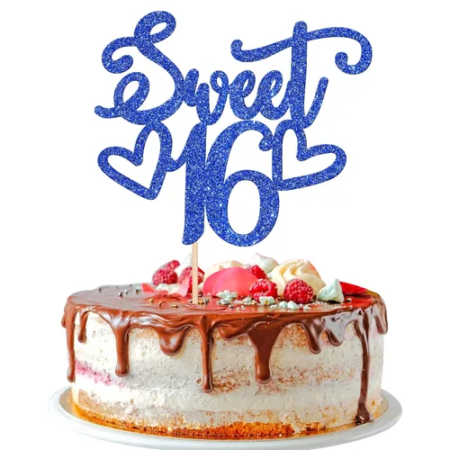 Miniatura 10 de 24 piezas de decoraciones para cupcakes de 16 cumpleaños con purpurina, ¡Hola 16! Dulces 16 desde 2008, púas para cupcakes de 16 años para celebrar