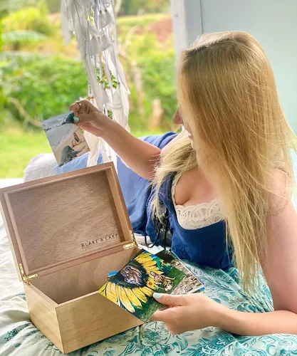 Miniatura 5 de Blake & Lake Caja de recuerdos de madera con tapa, caja de almacenamiento de madera rubia Catchall, tesoro y caja de regalo para el hogar, cajas
