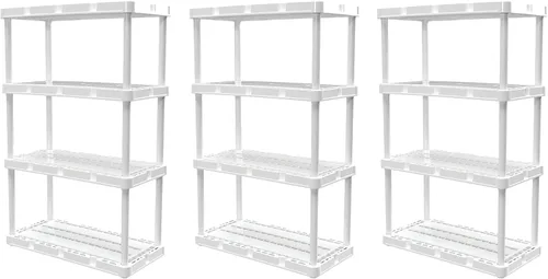 Miniatura 13 de Gracious Living Knect-A-Shelf - Paquete de 3 estantes de almacenamiento ligeros, organizador ventilado de 3 estantes para el hogar, garaje, sótano