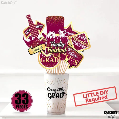 Miniatura 7 de KatchOn, Accesorios para cabina de fotos de graduación granate 2026 – Paquete de 33 Accesorios de fotos de graduación, accesorios de fotos