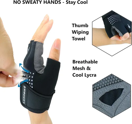 Miniatura 3 de LuxoBike Guantes de ciclismo para hombre almohadilla de gel de 0.197in Guantes de ciclismo especializados ultra transpirables Guantes de bicicleta