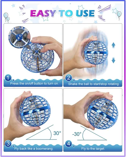 Miniatura 2 de Bola mágica de orbe volador con luces, mini dron operado a mano OVNI, juguete galáctico Fidget Spinner Boomerang Hover, regalo de cumpleaños