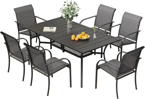 Miniatura 40 de VICLLAX Juego de 2 sillas de patio pequeñas para exteriores, juego de sillas apilables para patio y mesa de comedor cuadrada para porche delantero