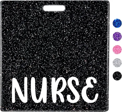 Plifal Insignia de enfermera Buddy Card Accesorios de enfermería Glitter Black Horizontal Badge Identificación Etiquetas