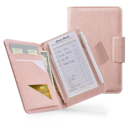 Miniatura 15 de CoBak - Libreta para meseros, organizador compacto con bolsillos transparentes y para dinero, portabolígrafo, se ajusta perfectamente al delantal