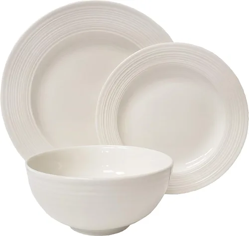 Miniatura 9 de Tabletops Gallery - Vajilla redonda de porcelana blanca en relieve - Bloom - Set de vajilla de 12 piezas Blanco Bloom