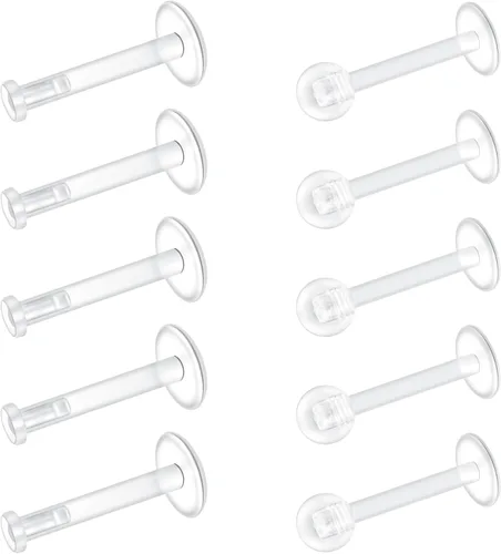 Miniatura 6 de Mayhoop Aretes transparentes para el trabajo, deportes, cirugía, bioflex, labio, hélice, cartílago, tragus, labio, piercing transparente, joyería