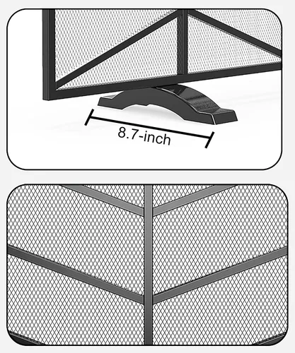 Miniatura 7 de Fire Beauty Panel único de chimenea de hierro forjado con malla de zigzag, protector contra chispas de fuego para sala de estar, decoración