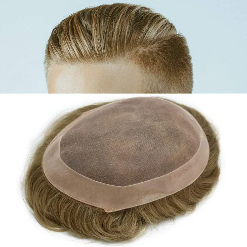 Miniatura 15 de LYRICAL HAIR Toupee para hombres de aspecto natural de cabello humano fino mono encaje hombres reemplazo sistema de pelo PU polipiel alrededor