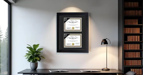Miniatura 5 de Creative Picture Frames Marco de diploma doble clásico negro de 6 x 8 pulgadas con vidrio negro y colgador de pared instalado