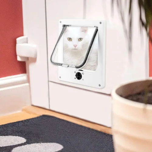 Miniatura 6 de EASY JOY Puertas para gatos (tamaño exterior 10.6 x 9.2 pulgadas), puerta de gato con bloqueo de 4 vías para puertas interiores y exteriores, puerta