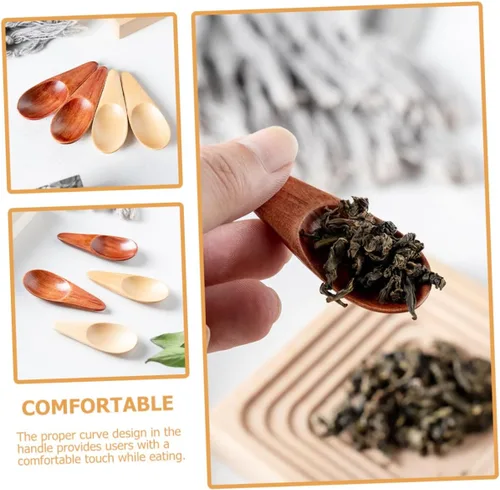 Miniatura 6 de Cucharas de madera pequeñas 2 cucharas de madera para postre cucharadita de sal cucharadita multifunción cucharas pequeñas cucharas de té prácticas