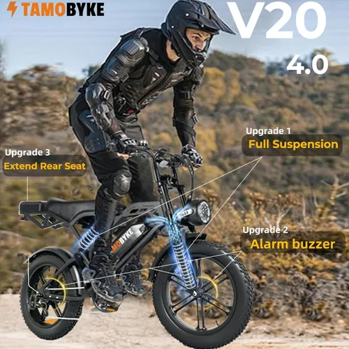 Miniatura 6 de Tamobyke Bicicleta eléctrica estilo ciclomotor de 750 W/1500 W para adultos, 28 mph/30 mph/33 mph y rango PAS de 34 a 80 millas, batería más grande