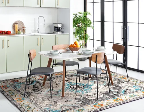 Miniatura 51 de Safavieh Tapete decorativo de 2 pies 2 pulgadas x 4 pies de la colección Monaco, verde y celeste, diseño desgastado de medallón, no desprende