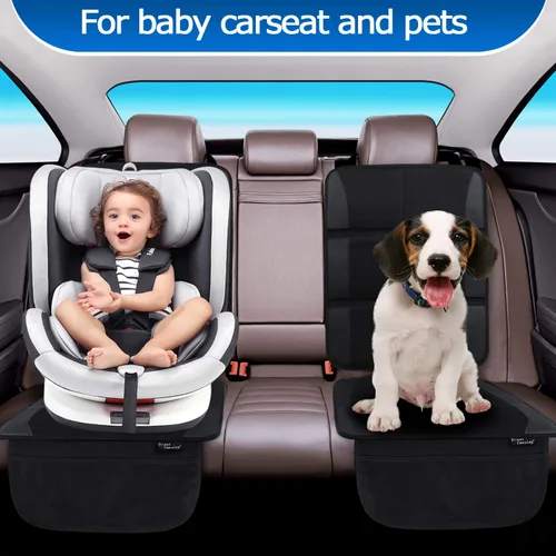 Miniatura 2 de Protector de asiento de automóvil, paquete de 2 protectores de asiento de automóvil grandes para niños y bebés con bolsillos organizadores