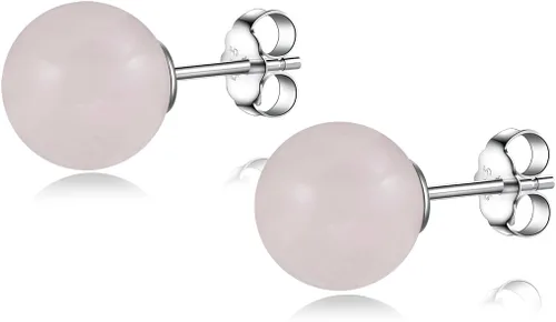 Miniatura 38 de Natural Stone Stud Earrings for Women 8mm Sterling Silver Genuine Gemstone Earrings Handmade Sterling Silver Crystal Stud Earrings for Women