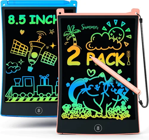 Miniatura 11 de bravokids Paquete de 24 tabletas de escritura LCD con lápiz capacitivo, tablero de dibujo colorido de 8.5 pulgadas para niños, juegos de viaje