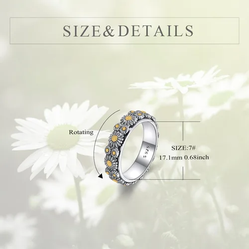 Miniatura 6 de POPLYKE Anillos giratorios giratorios de plata de ley para aliviar el estrés para mujeres