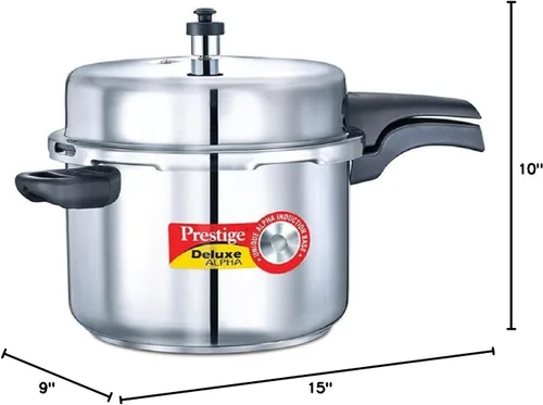 Miniatura 8 de Prestige Olla a presión de acero inoxidable con base de inducción Alpha Deluxe de 8 litros, pequeña, color plateado