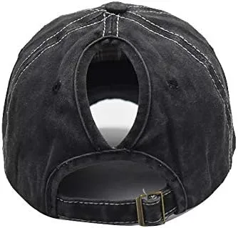 Miniatura 7 de Sombrero de cola de caballo desgastado para mujer, diseño de bandera americana, gorra de cola de caballo alta
