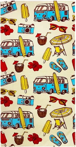 Toalla de playa para niños, manta de rizo de terciopelo, 100% algodón, súper suave, absorbente, 25.5 x 51 pulgadas, para baño, natación, deportes,