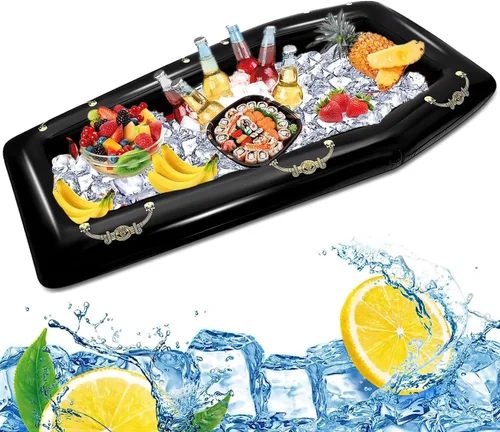 Enfriador inflable de ataúd de 52 pulgadas, flotador inflable para piscina, baúl de hielo, bufé, bebida para fiesta de Halloween, decoración