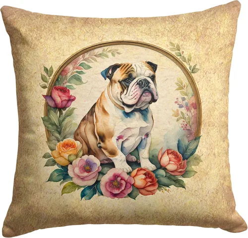 Miniatura 190 de Caroline's Treasures DAC2072PW1414 Affenpinscher and Flowers - Almohada decorativa de tela, lavable a máquina, para interiores y exteriores
