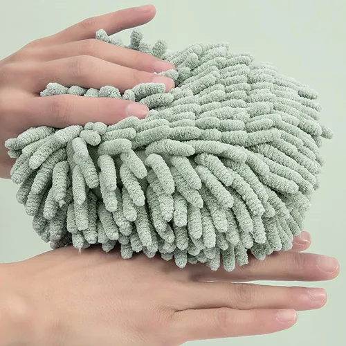 Miniatura 7 de Paquete de 4 toallas de mano de chenilla para baño, secado rápido, toalla de baño de manos con bucles para colgar, microfibra absorbente para secado