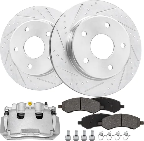 Miniatura 38 de Detroit Axle - Rotores de freno para Ford 2013-2019 Explorer Taurus Flex Lincoln MKT MKS, rotores de freno de disco ranurados perforados de repuesto