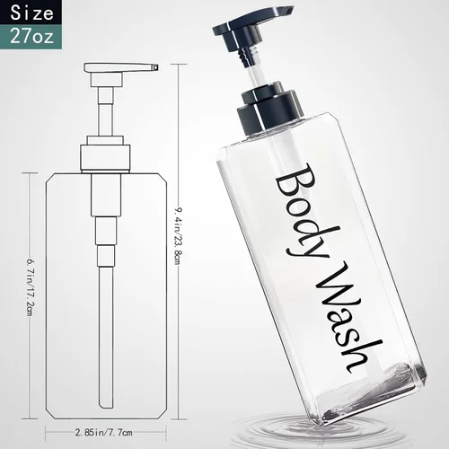 Miniatura 3 de Dispensador de champú y acondicionador (transparente, juego de 3, 27 onzas) - Botellas de champú y acondicionador recargables y vacías, juego