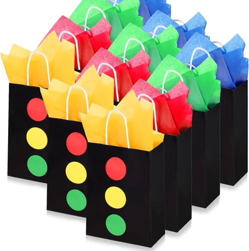 Miniatura 8 de Glenmal Paquete de 16 bolsas de regalo para autos de carreras con papel de seda a granel de 8.3 x 5.9 x 3.1 pulgadas, bolsas de recuerdo de fiesta