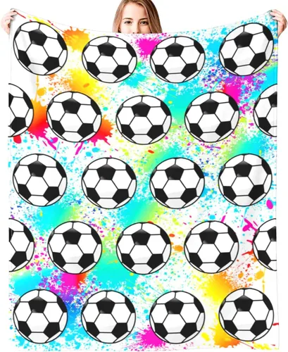 Miniatura 2 de Manta de Fútbol Manta de Pelota de Fútbol Mantas de Franela Suave y Ligera Cálida y Acogedora Manta de Fútbol Regalo para Fanáticos